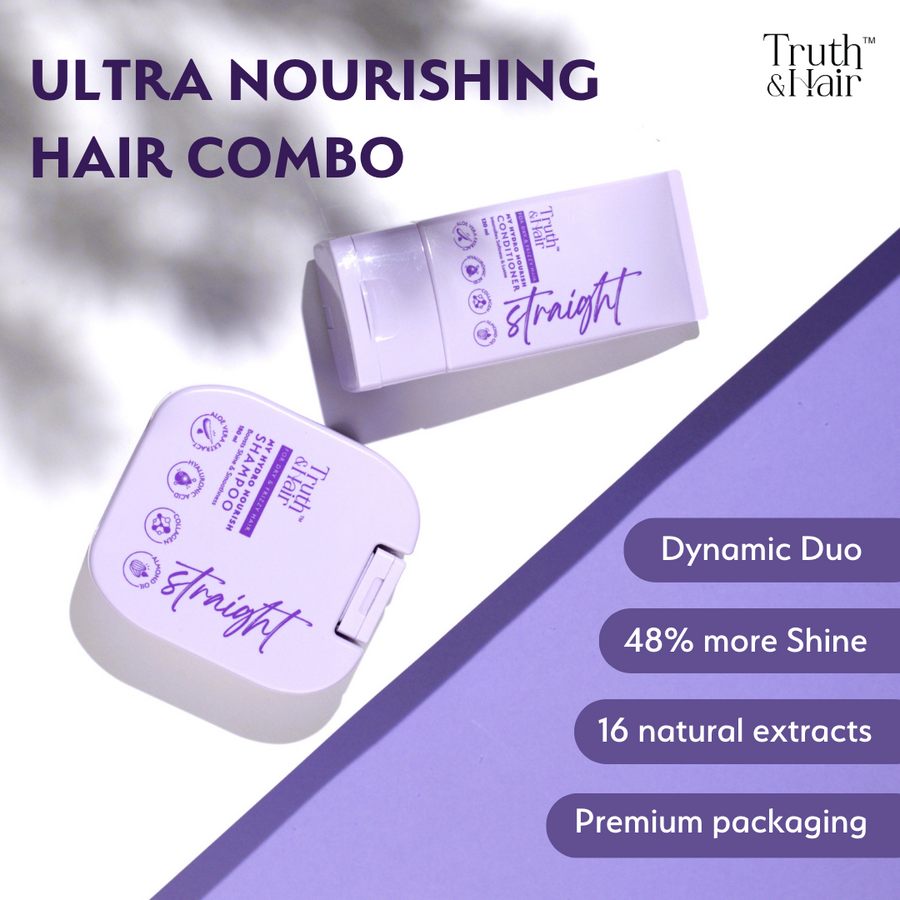 Truth & Hair- Hydro Nourish Shampoo & Conditioner Combo Pack for Straight Hair (180ml+120ml)