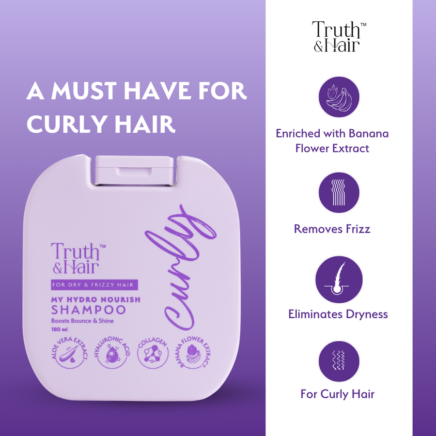 Truth & Hair- Hydro Nourish Shampoo for Curly Hair - 180ML
