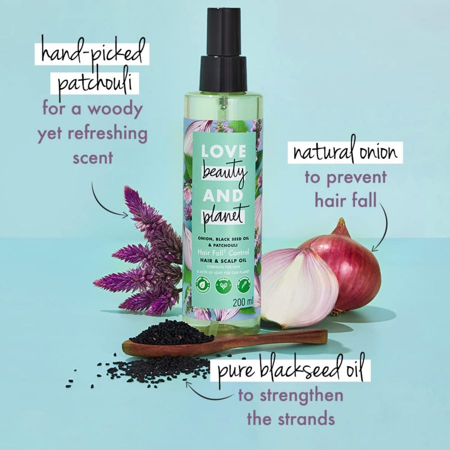 LOVE BEAUTY AND PLANET-ONION, BLACK SEED OIL & PATCHOULI HAIRFALL CONTROL HAIR OIL- 200ML