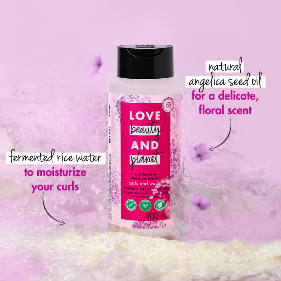 LOVE BEAUTY AND PLANET-RICE WATER & ANGELICA SEED OIL SILICONE FREE SHAMPOO FOR CURLY & WAVY HAIR - 400ML