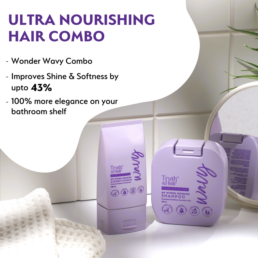 Truth & Hair- Hydro Nourish Shampoo & Conditioner Combo Pack for Wavy Hair (180ml+120ml)