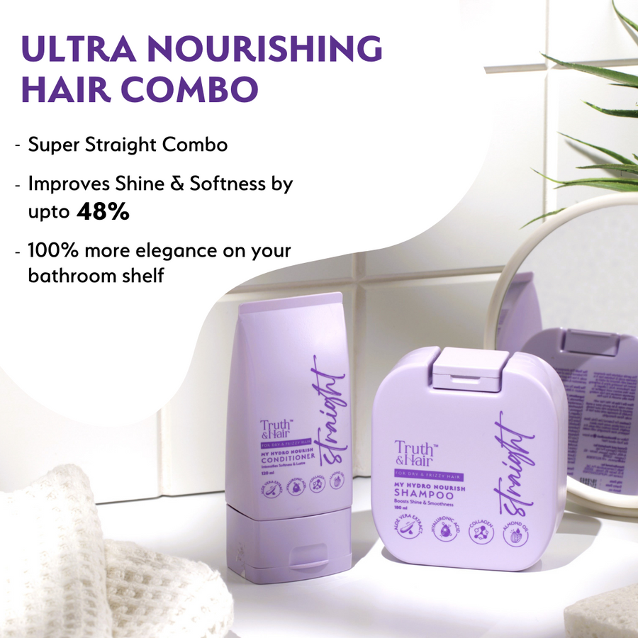 Truth & Hair- Hydro Nourish Shampoo & Conditioner Combo Pack for Straight Hair (180ml+120ml)