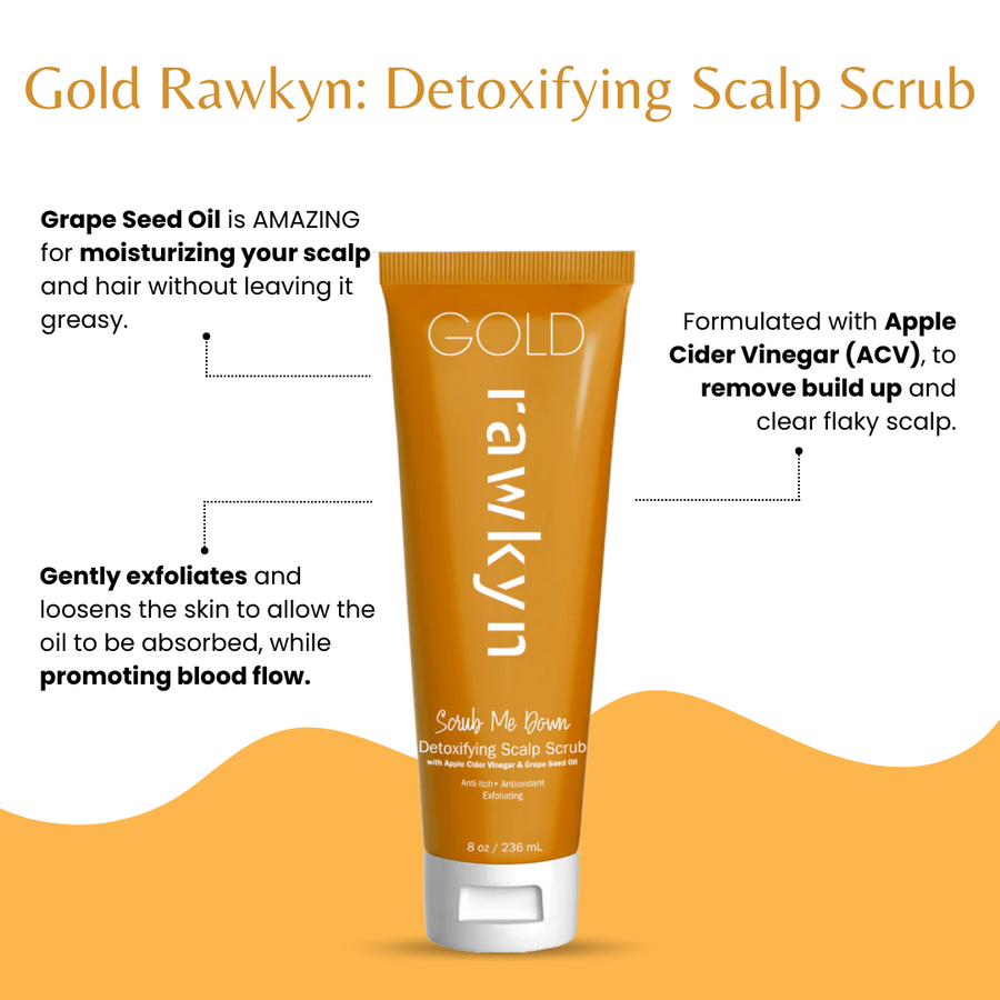 Gold Rawkyn - Detoxifying Scalp Scrub - Deep Hair Treatment 8 Oz