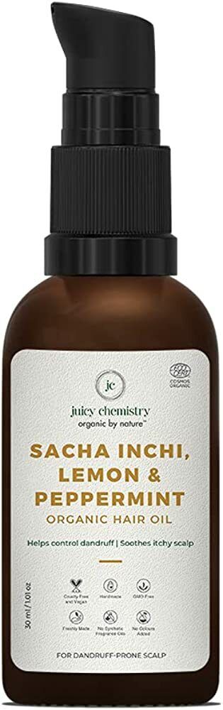 Juicy Chemistry - SACHA INCHI, LEMON & PEPPERMINT ORGANIC HAIR OIL – 30ml/1.01 Oz